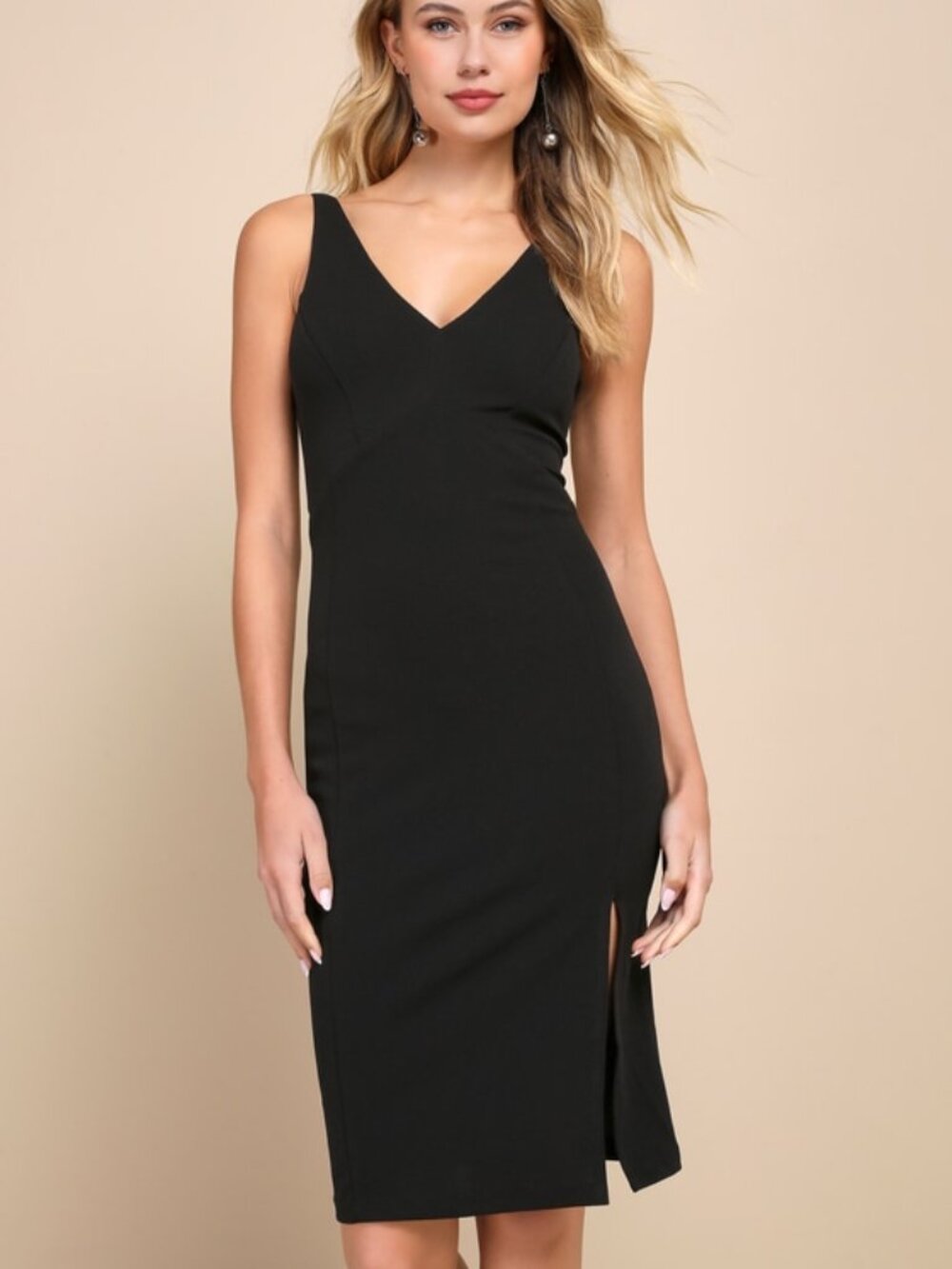 Lulus Iconic Moment Black Bodycon Midi Dress - Size M